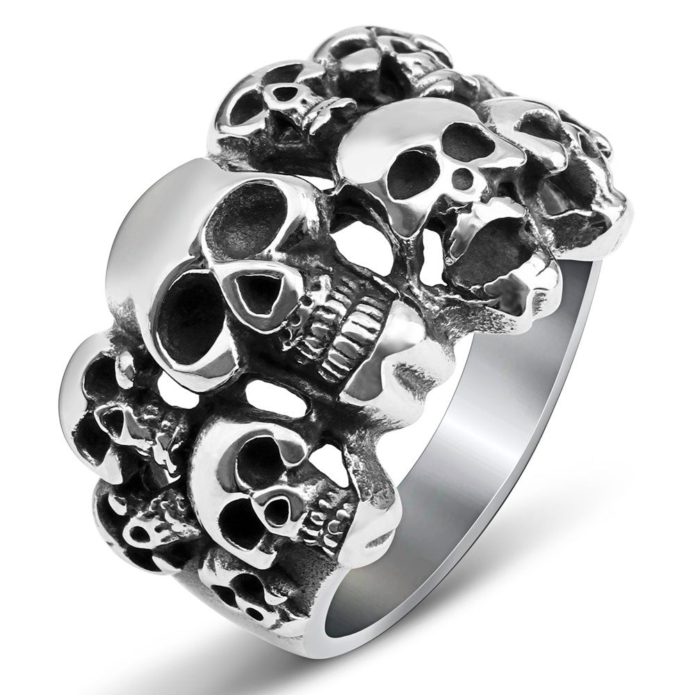 Modischer Ring mit Totenkopf-Motiv im Retro-Stil 