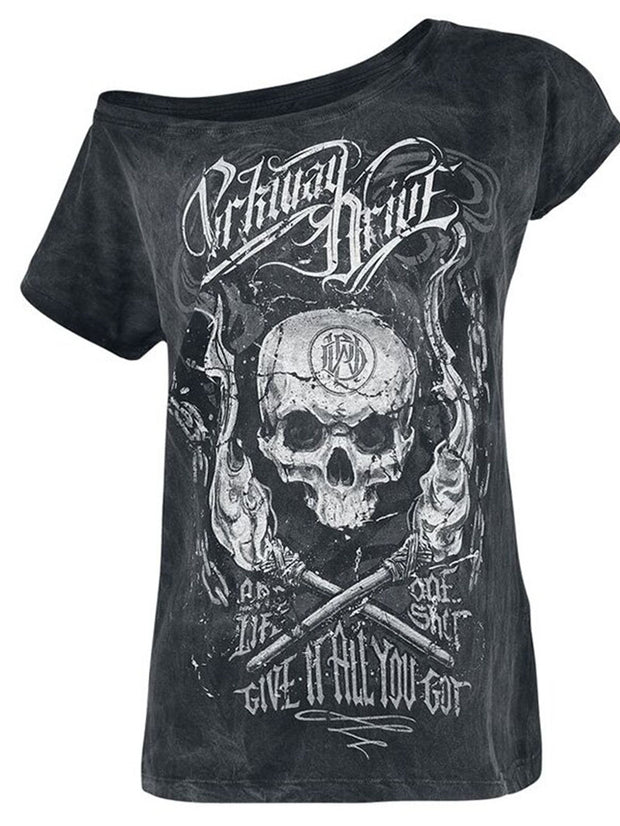 Street casual skull print short-sleeved T-shirt