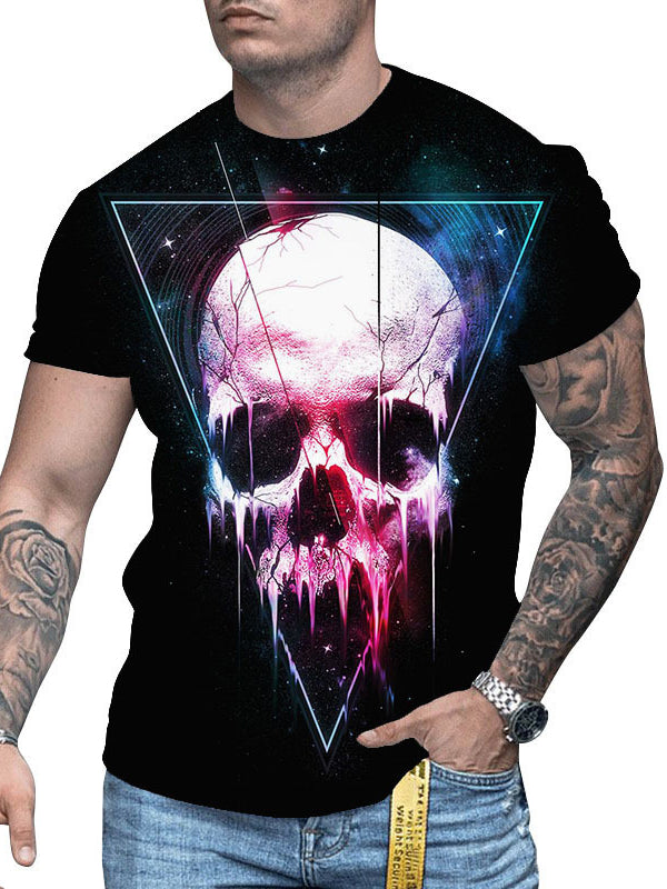 T-shirt imprimé tête de mort et étoiles 
