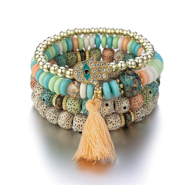 Bracelet de perles à pampilles turquoise 