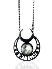 Demon Witch Black Moon Necklace Triple Moon
