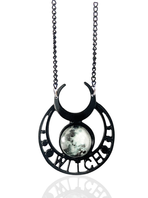Demon Witch Black Moon Necklace Triple Moon