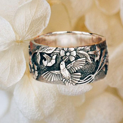 Floral Animal Print Ring Punk