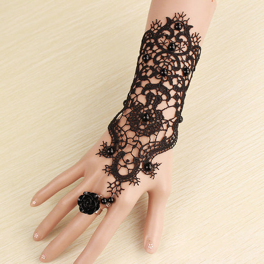 Vintage Lace Bracelet With Finger Ring