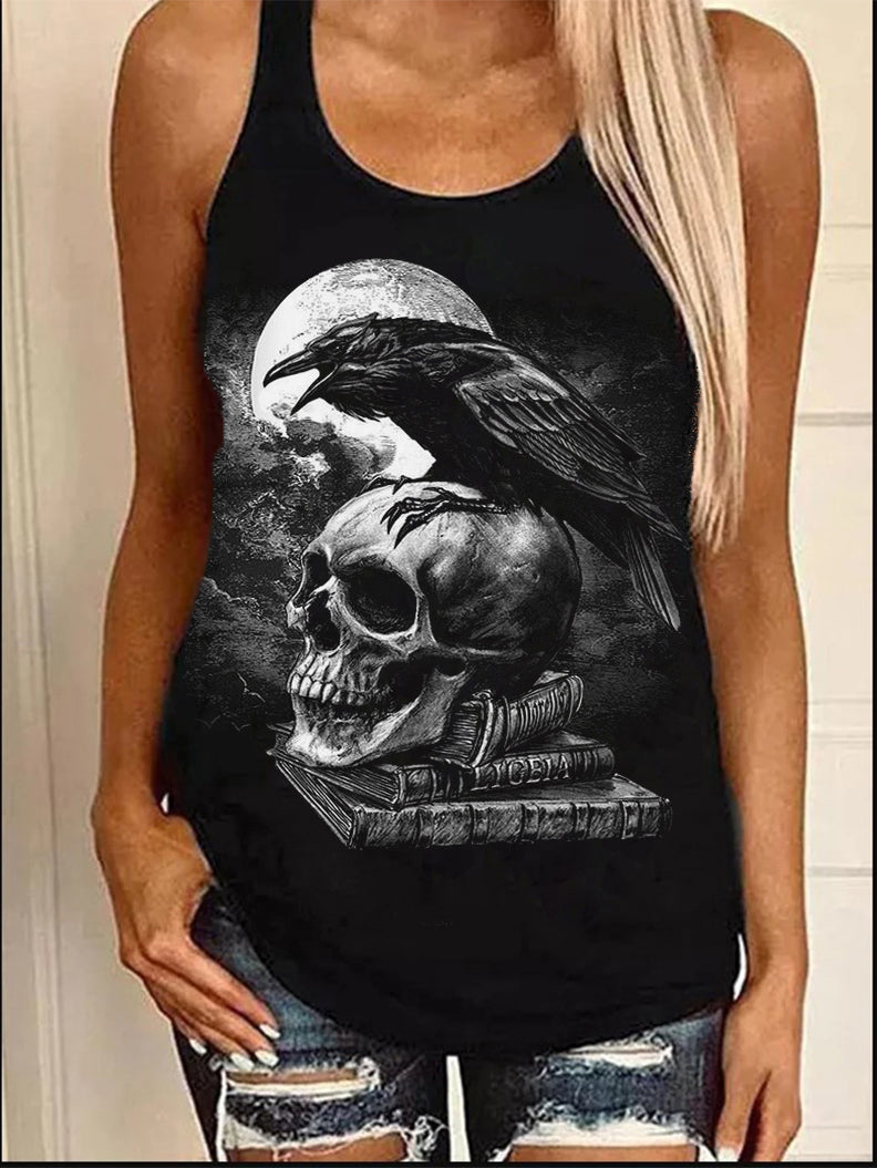 Punk Skull Print Vest