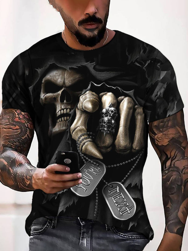 T-Shirt mit Totenkopf-Motiv und 3D-Digitaldruck für Herren 