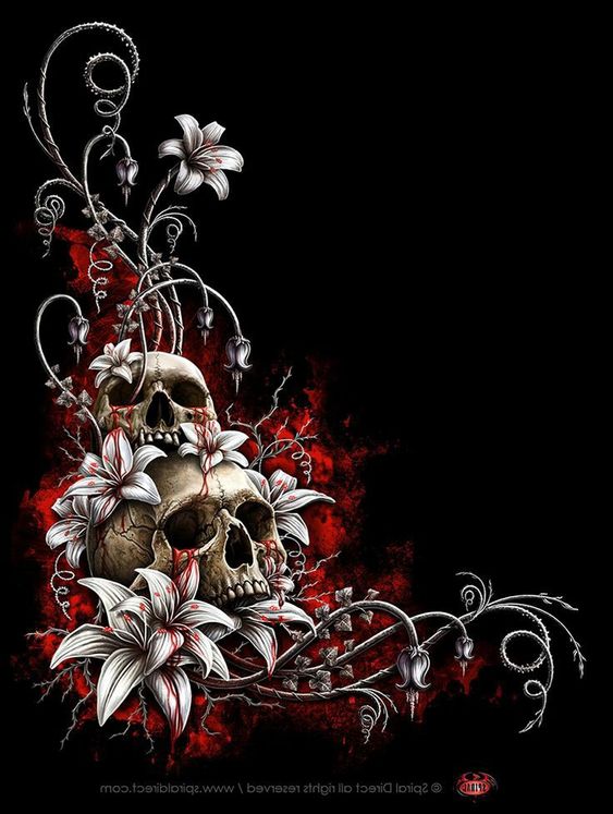 Gothic Blood Skull Print Hoodie