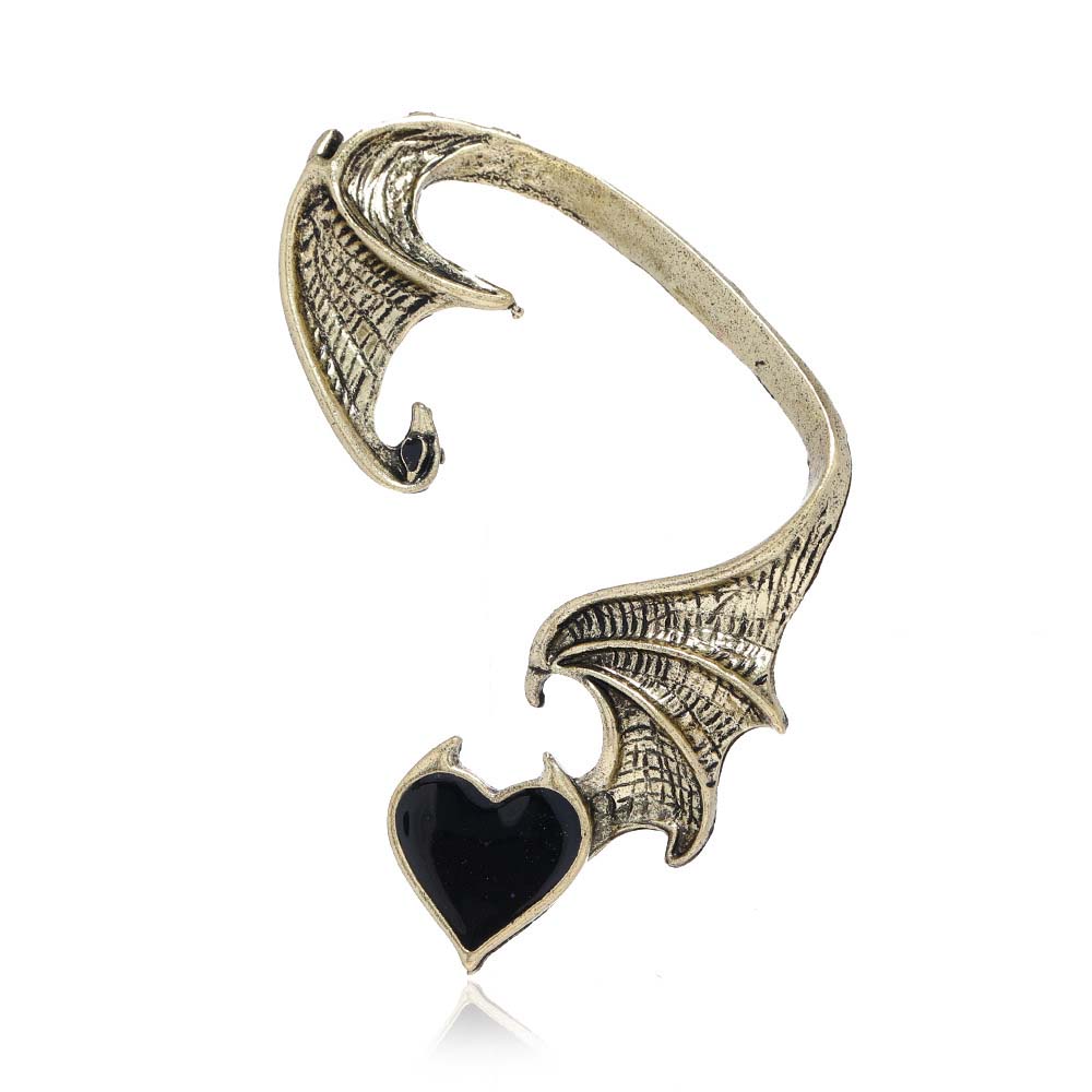 Gothic Heart Bat Wing Ear Cuff