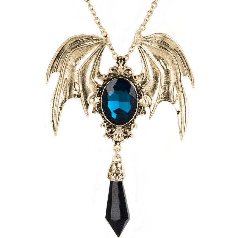 Collier pendentif chauve-souris gothique d'Halloween 