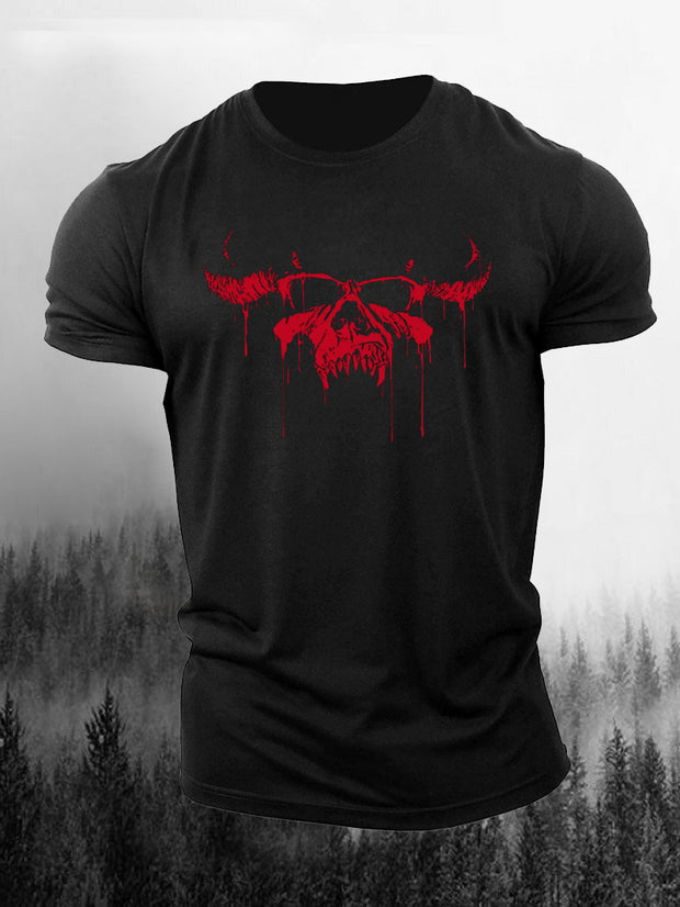 Bleeding Skull Printed T-Shirt