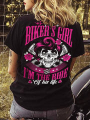 Back Motorcycle Skull Printed T-Shirt