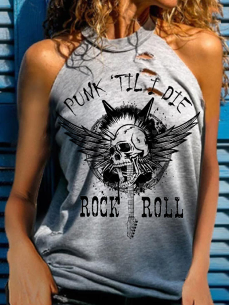 Tanktop im Punk-Stil mit Totenkopf-Grafik 