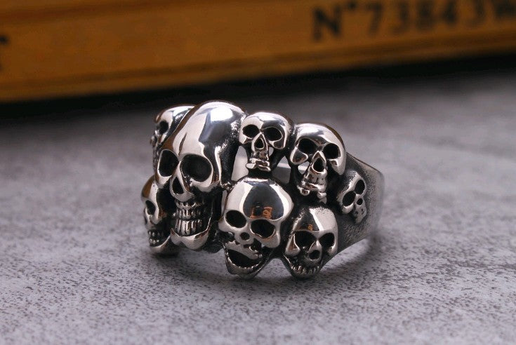 Men's skull ghost head ring