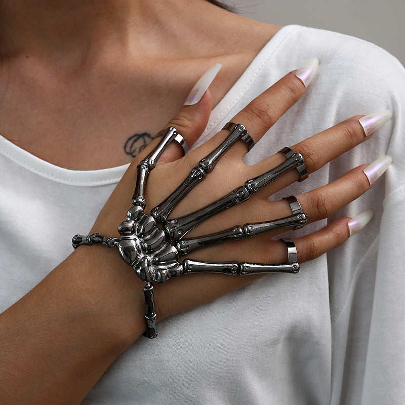 Punk Skull Hand Finger Ring Bracelet