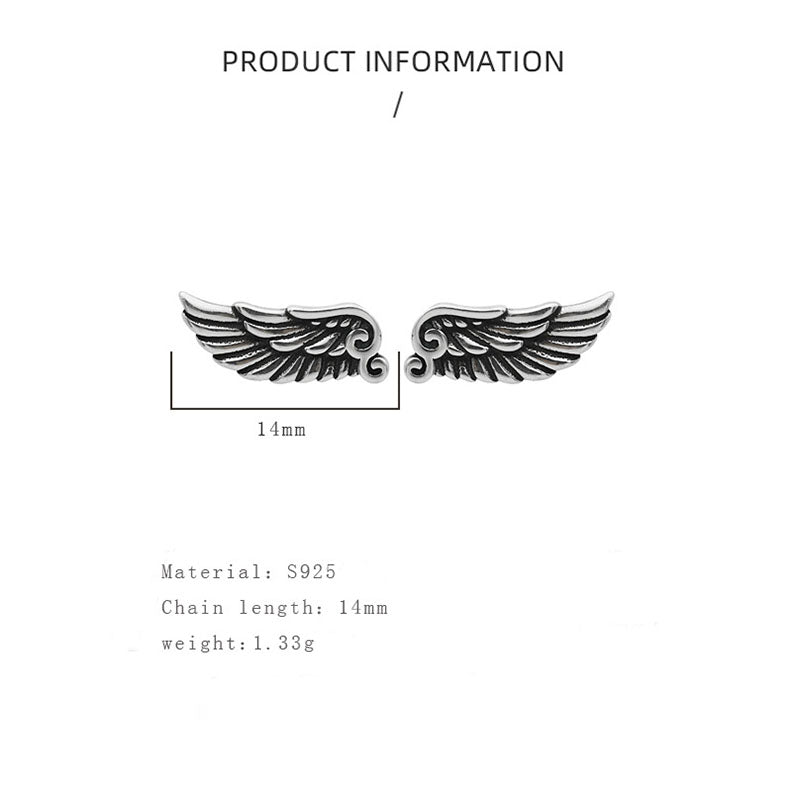 Trendy 925 Silver Wings Ear Studs