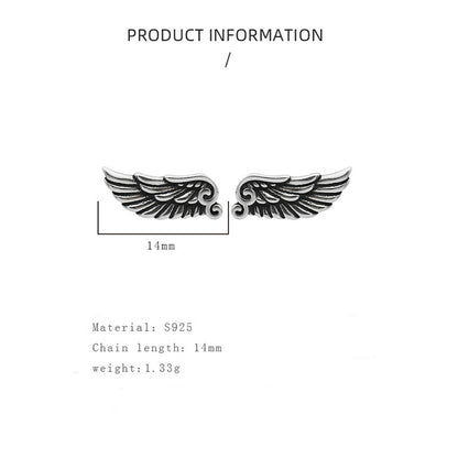 Trendy 925 Silver Wings Ear Studs