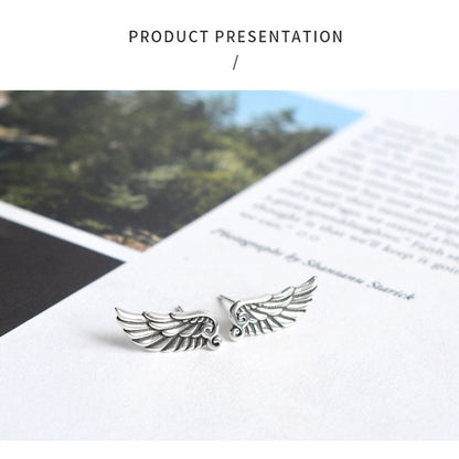 Trendy 925 Silver Wings Ear Studs