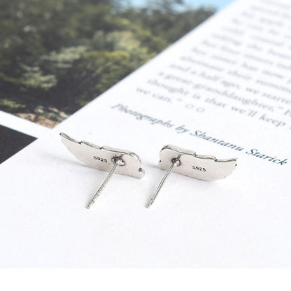 Trendy 925 Silver Wings Ear Studs