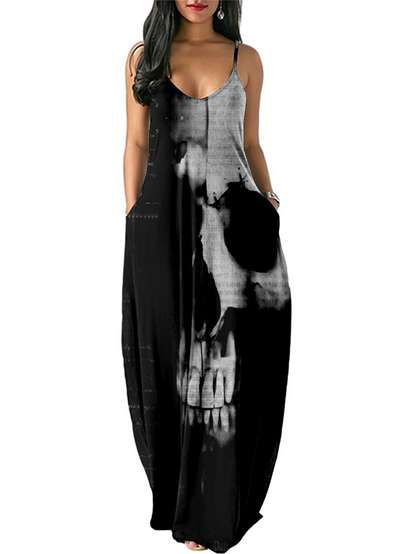 Sexy Kleid mit Strapsen und Totenkopf-Print