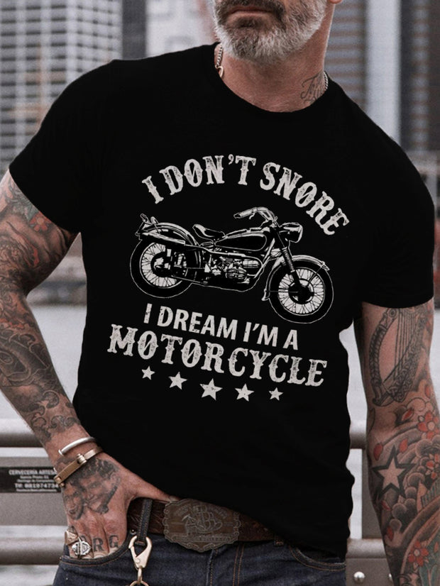 T-shirt décontracté imprimé lettre de moto 