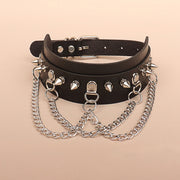 Punk Riveted Leather Choker Necklace