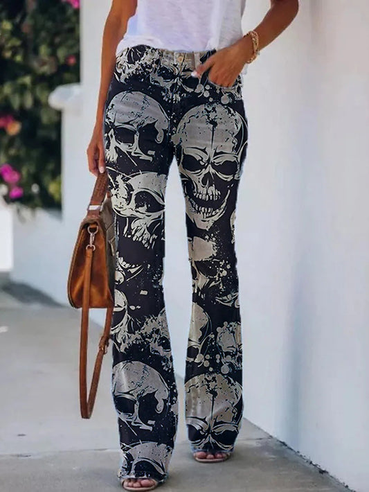 3D Skull Printed Casual Pants