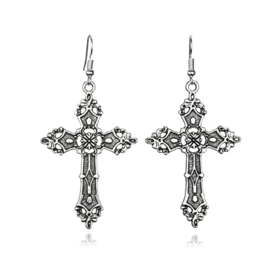 Boucles d'oreilles croix de style gothique vintage 