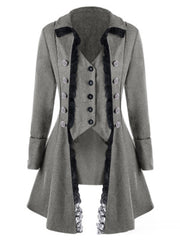 Manteau pour femme avec bordure en dentelle de style vintage 