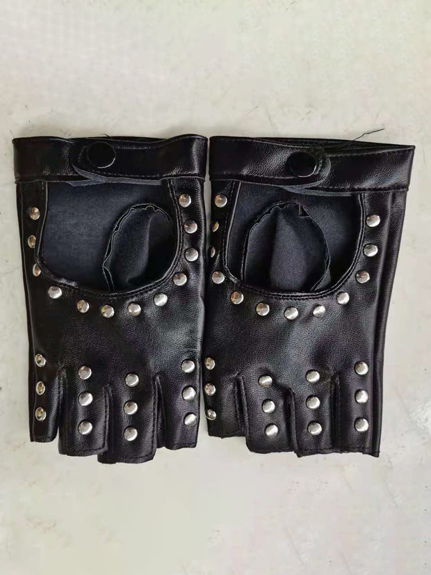 Short Half Punk Rivet Gloves