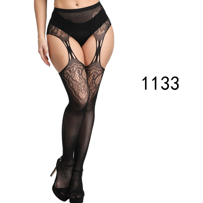 Sexy Lace Suspender Jacquard Hollow Fishnet Stockings