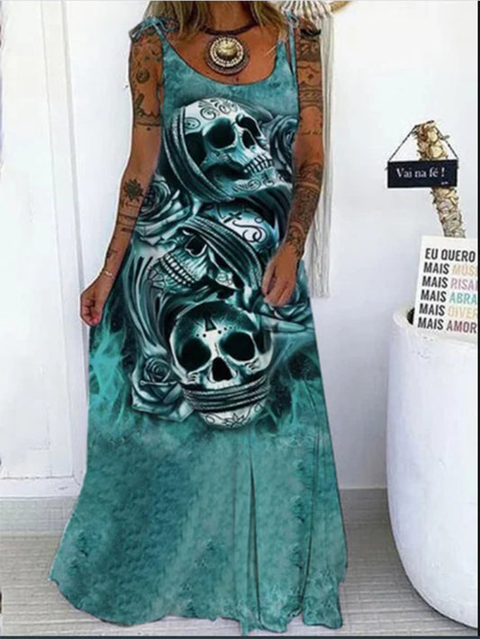 Kleid im Punk-Stil mit Totenkopf-Print 