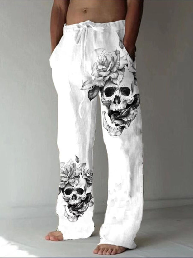 Skull Printed Casual Men's Pants