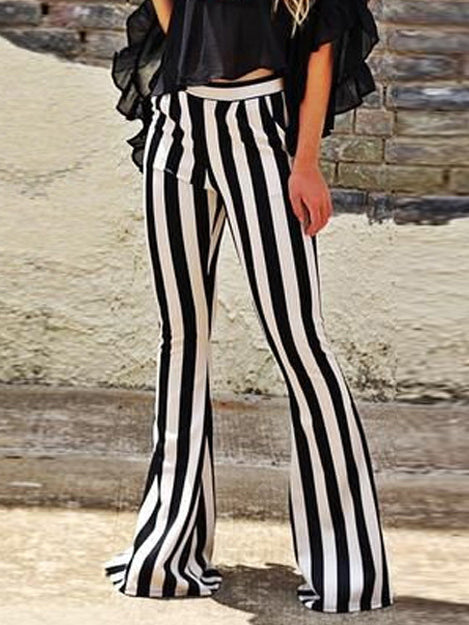 Pantalon large à rayures tendance