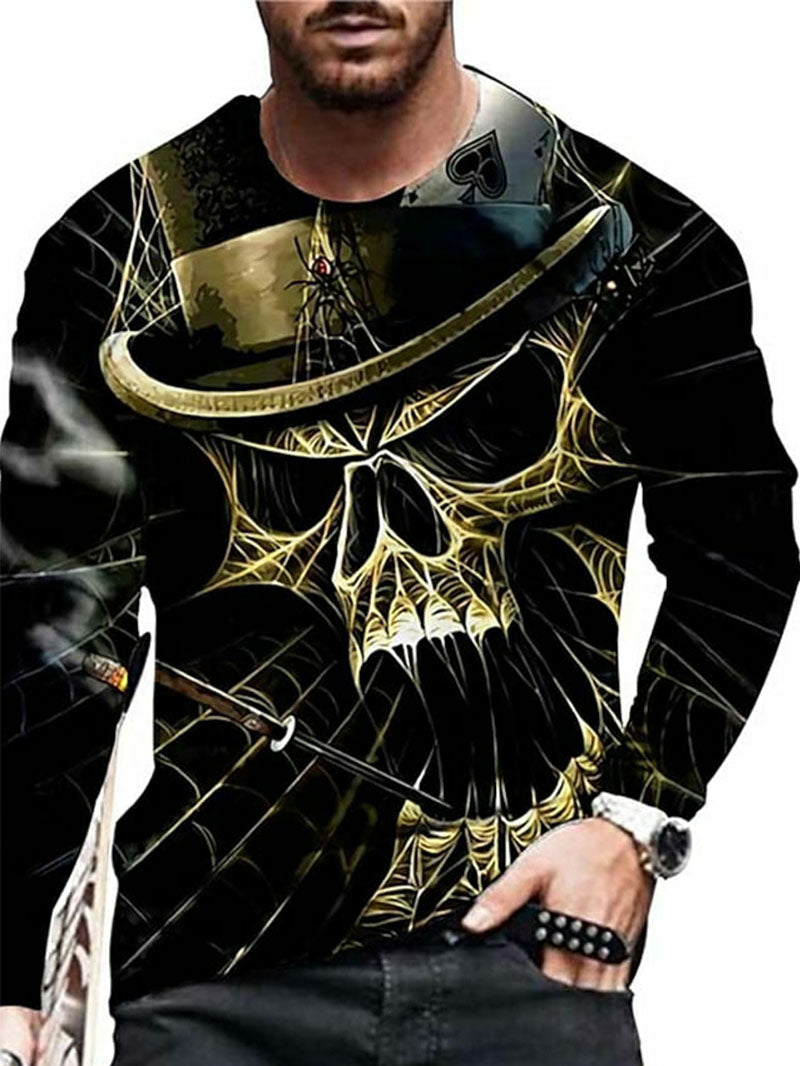 Men's Skull Print Long Sleeve T-shirt