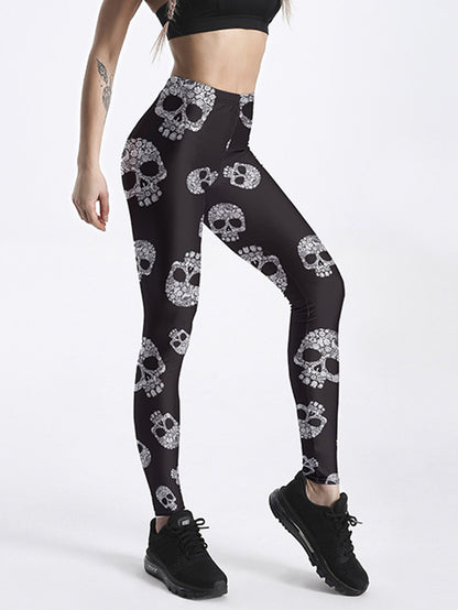 Damen Leggings mit personalisiertem Aufdruck Totenkopf 