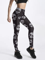 Women's Leggings With Personalized Print Skull
