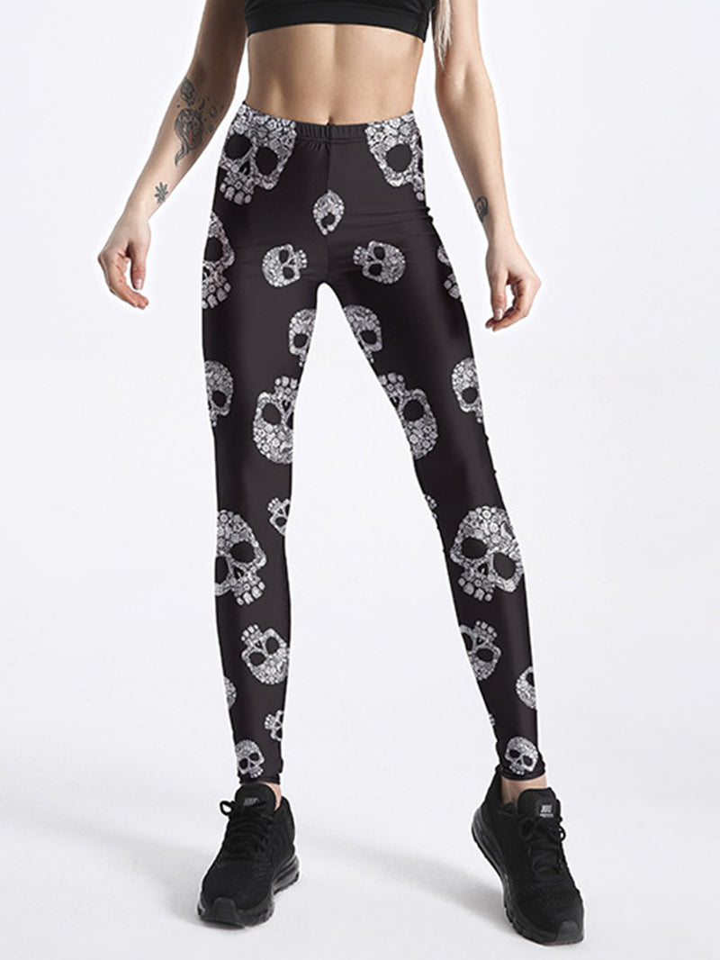 Damen Leggings mit personalisiertem Aufdruck Totenkopf 