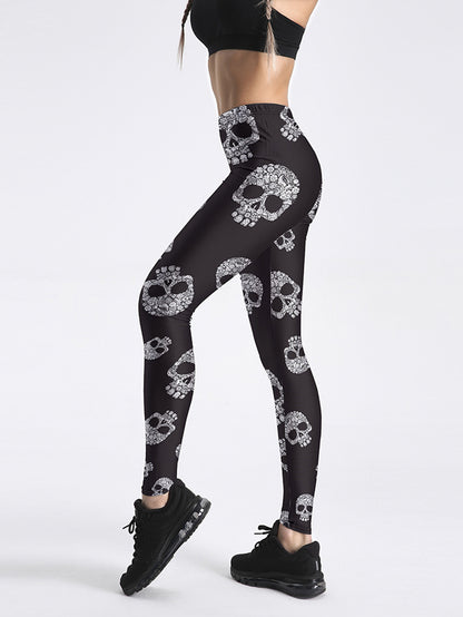 Damen Leggings mit personalisiertem Aufdruck Totenkopf 