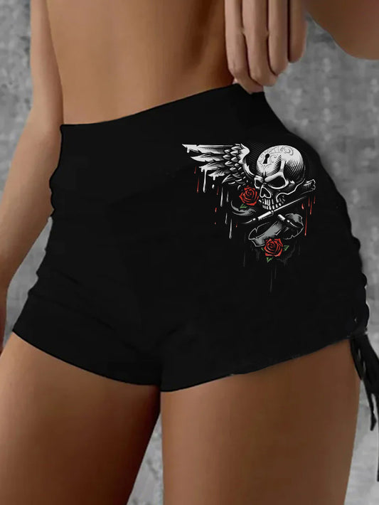 Shorts mit Totenkopf-Print 