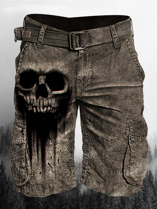 Men's Skull Printed Fashion Cargo Shorts