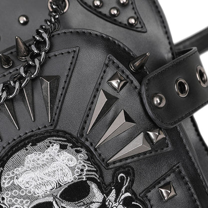 Punk Style Skull Embroidered  Bag