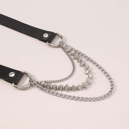 Punk Rock Chains Leather Choker