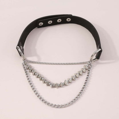 Punk Rock Chains Leather Choker