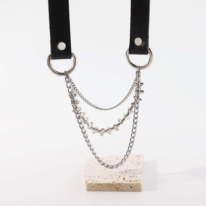 Punk Rock Chains Leather Choker