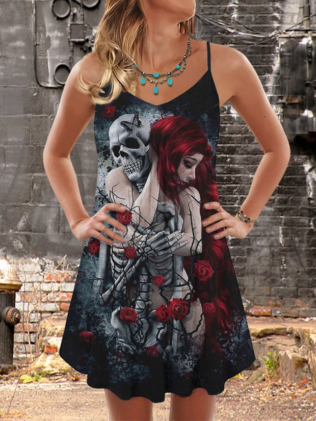 Skull Love Print Slip Dress