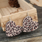 Boucles d'oreilles pendantes coeur imprimé léopard 