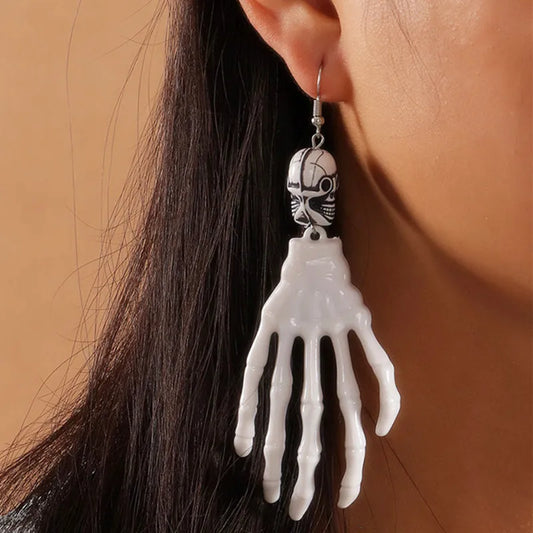 Boucles d'oreilles Halloween Cosplay, crâne effrayant, paume 